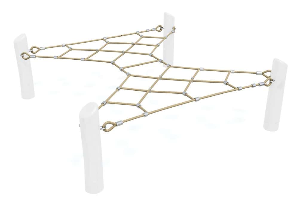 Metal playground climbing net structure for kids play area, durable and safe outdoor play equipment, ideal for enhancing children’s fitness and coordination.