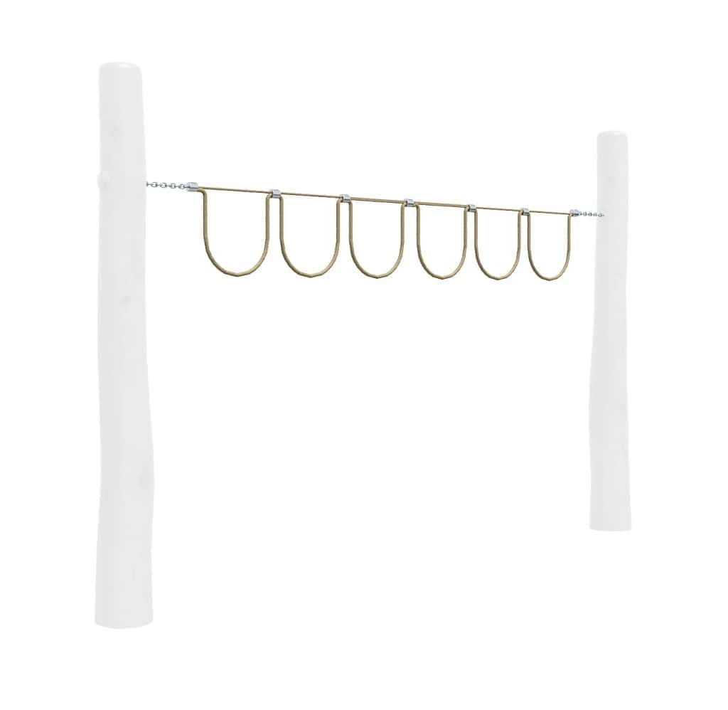 Metal climbing equipment on playground, outdoor play structure for kids, durable and safe playground gear, ideal for children's outdoor activities and physical development.