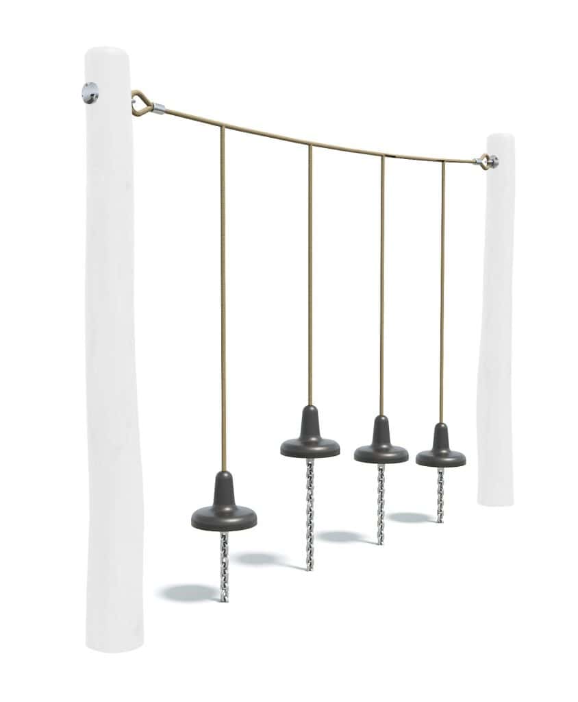 Climbing playground equipment for children, safety play structure with rubber grips and hanging elements, outdoor playground gear for kids, durable and fun playset for parks and schools.