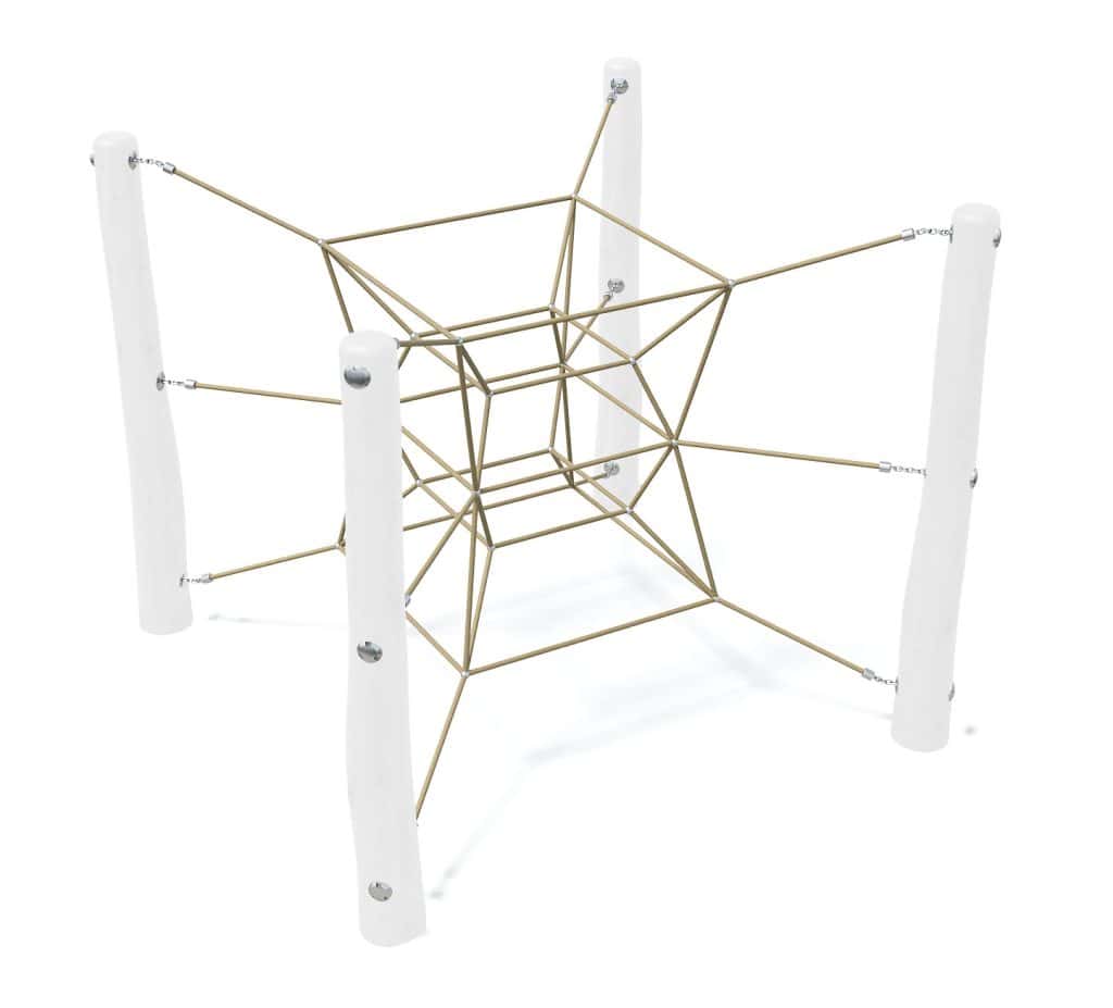 Bright white and gold playground climbing frame with spider web design, durable materials, and easy installation, perfect for children’s outdoor play areas and enhancing playground safety and fun.