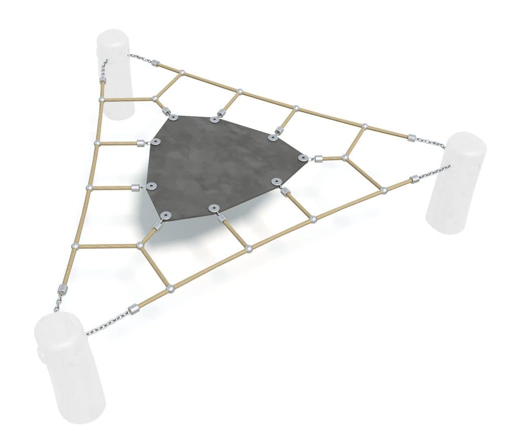 Lightweight suspension playground equipment with safety bars and sturdy support posts for outdoor play.