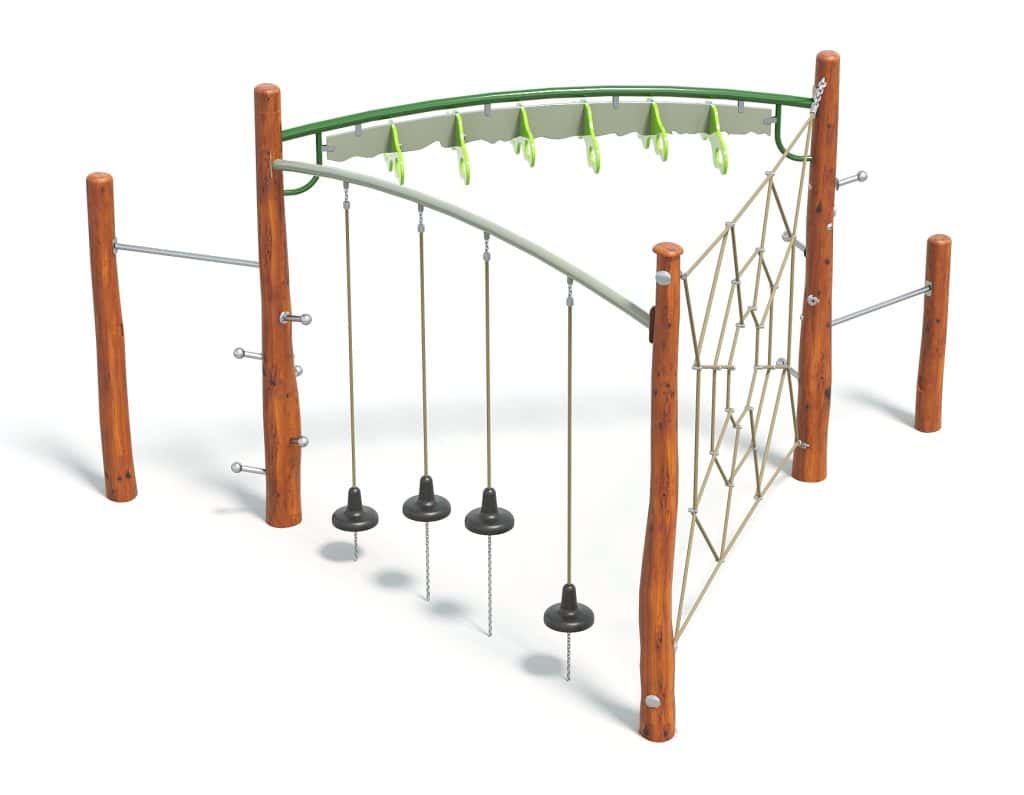 Colorful playground climbing frame with ropes and swings, outdoor play equipment for kids safety and fun, wooden and metal construction for children's recreational activities, DG Play.