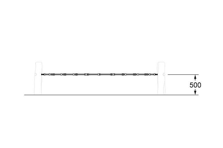 Extended chain obstacle barrier with 500mm height for safety and crowd control at events. Durable construction suitable for public spaces and outdoor use. Ideal for crowd management and security purposes.
