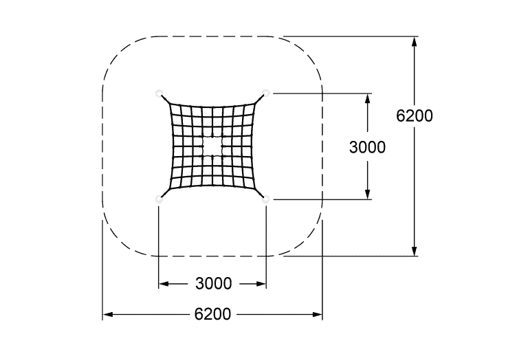 Dg-play-ground-sports-climbing-structure-in-a-playground-area, designed for children's recreation and outdoor activities, featuring a square climbing net with safety measurements.