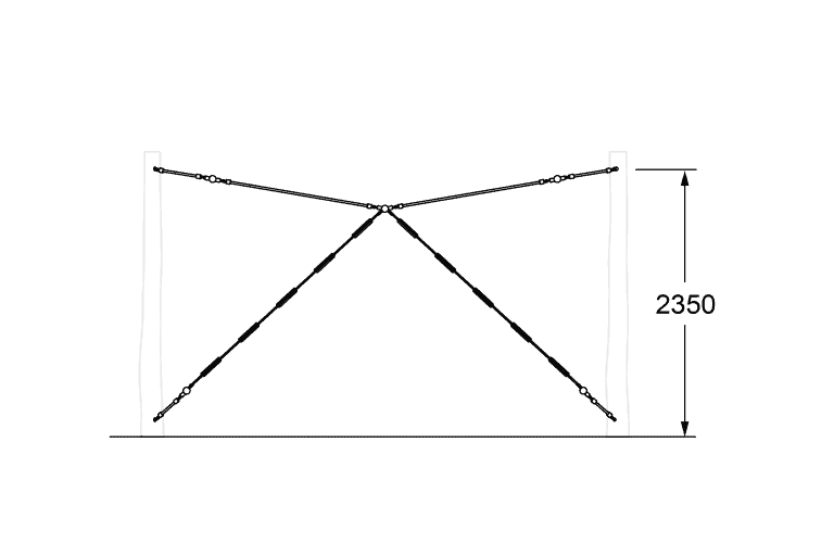 Polyester volleyball net with specifications for indoor and outdoor volleyball courts, including height and mesh details. Perfect for recreational and professional volleyball games.