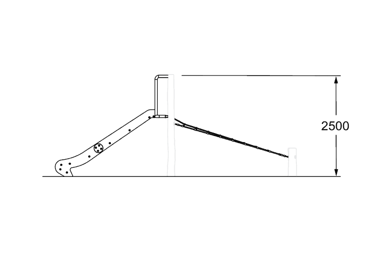 Slide set with slide, ladder, and safety equipment for playground structure design and installation in outdoor recreational areas.