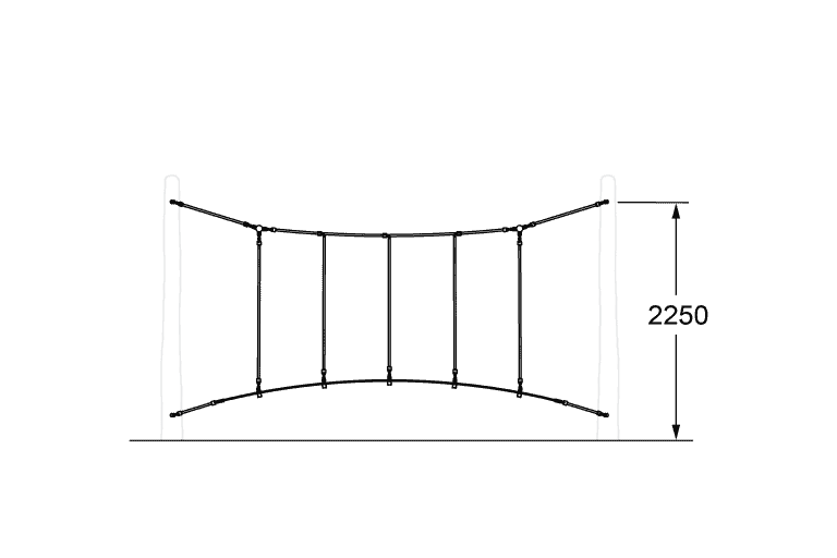 Climbing net with height measurement for playgrounds and outdoor activities, ideal for children's recreation and physical development.