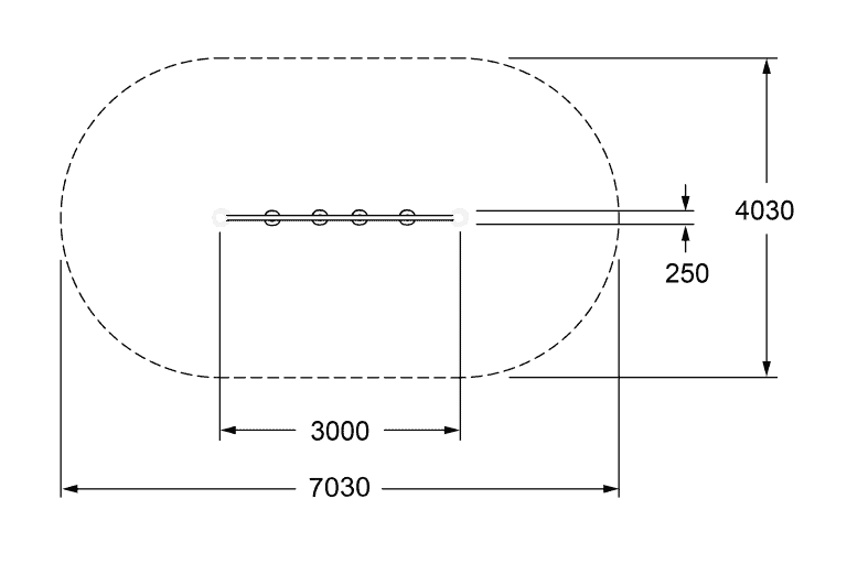 2. elliptical swimming pool design drawing with measurements and technical specifications.