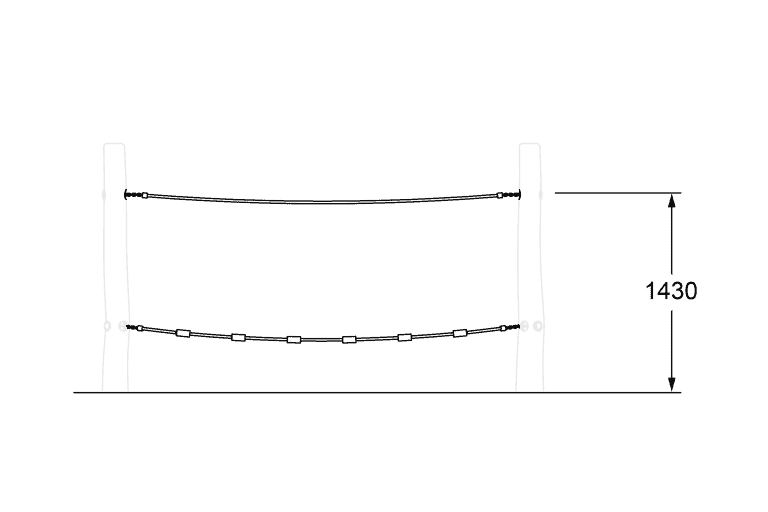 Weather-resistant playground climbing frame with safety ropes for kids, sturdy construction, and height of 1430mm for outdoor recreational use.