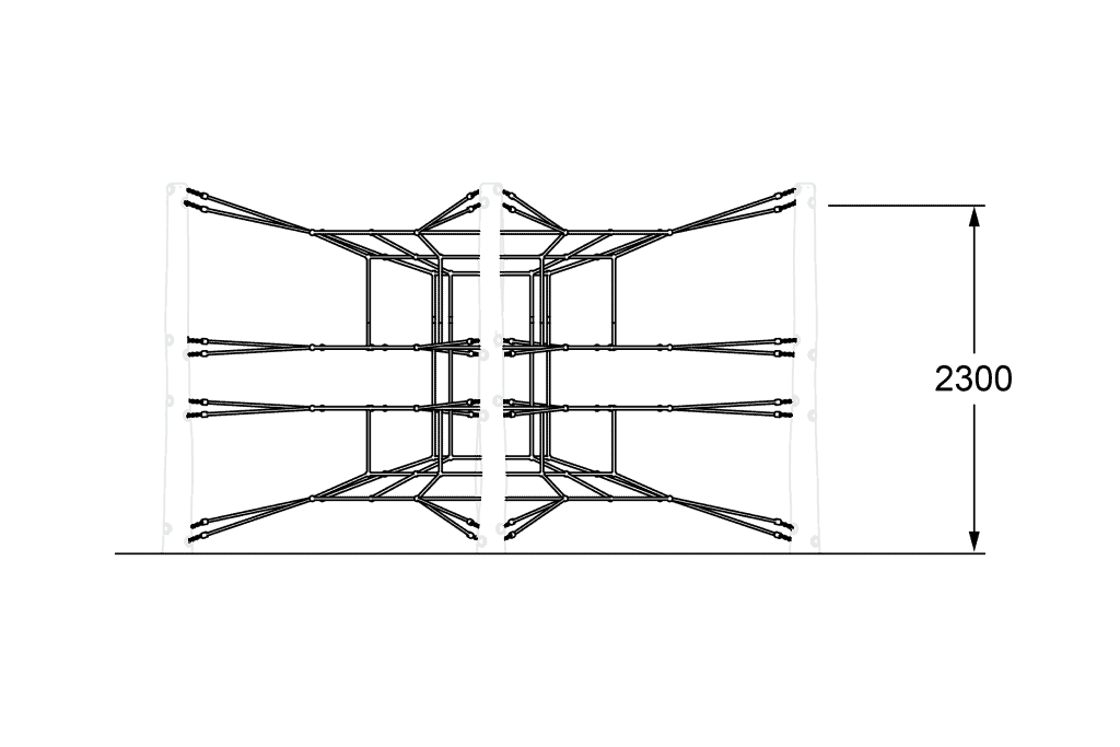 Pre-engineered modular shelving unit with dimensions 2300mm height for versatile storage solutions.