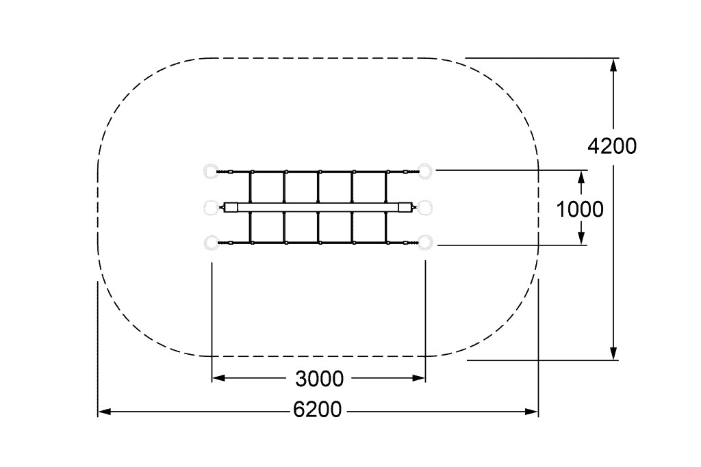 Steel outdoor pickleball court layout with measurements for professional sports facilities.