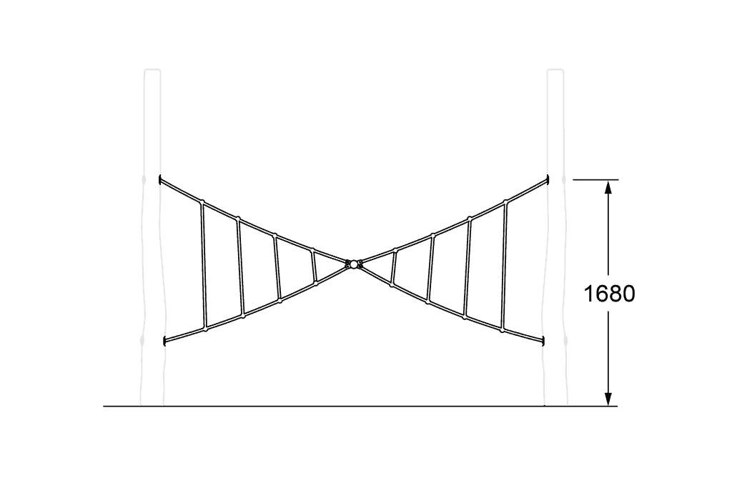 Suspension playground net structure with safety height and durable ropes for kids' outdoor play. Perfect for playgrounds, parks, and recreational areas to promote active fun and physical activity.