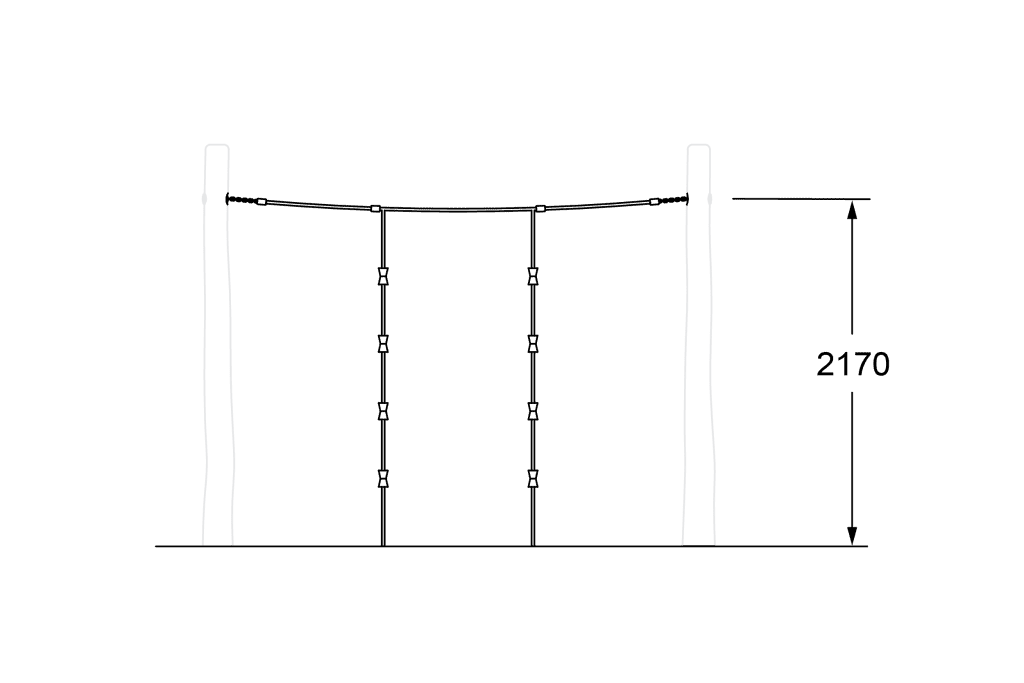 Aluminum volleyball net with height measurement of 2170mm displayed.