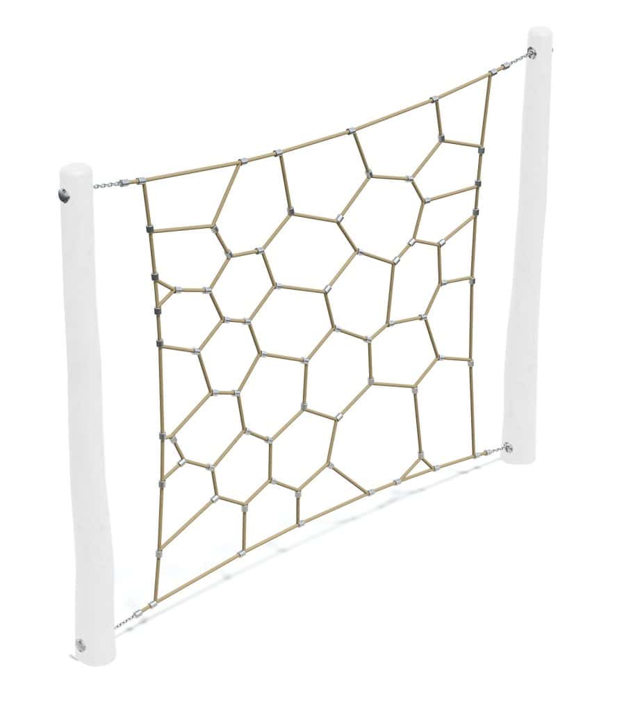 Hexagonal climbing net for kids outdoor play, durable safety playground equipment, stainless steel climbing frame, garden sports activity gear, DG Play recreational sports structure.
