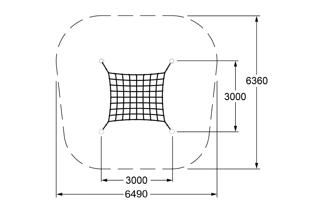 Softfall playground surfacing safety zone layout diagram for outdoor play area design.