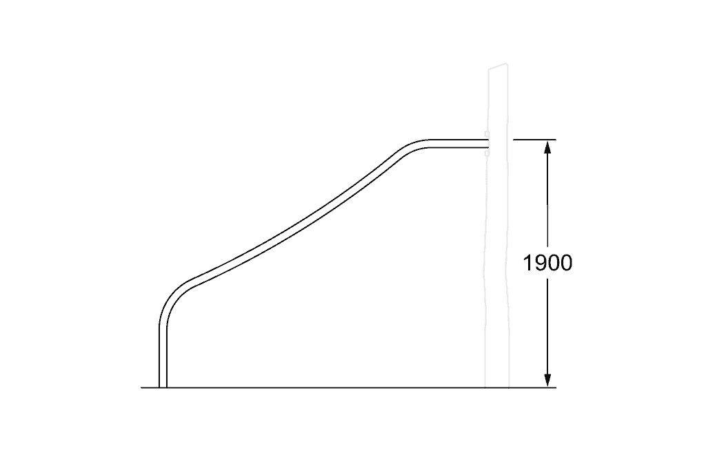 Slide outdoor playground equipment with climbing features and safety measurements in meters for children's recreational activities.