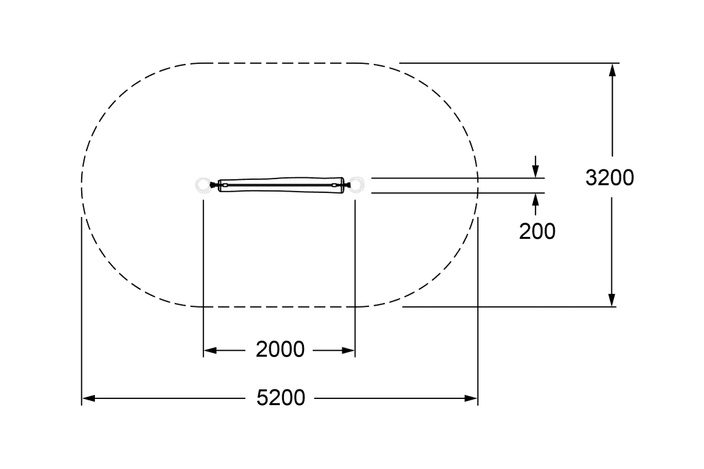 Elevated athletic training area with safety markings and dimensions for functional sports and fitness setups.