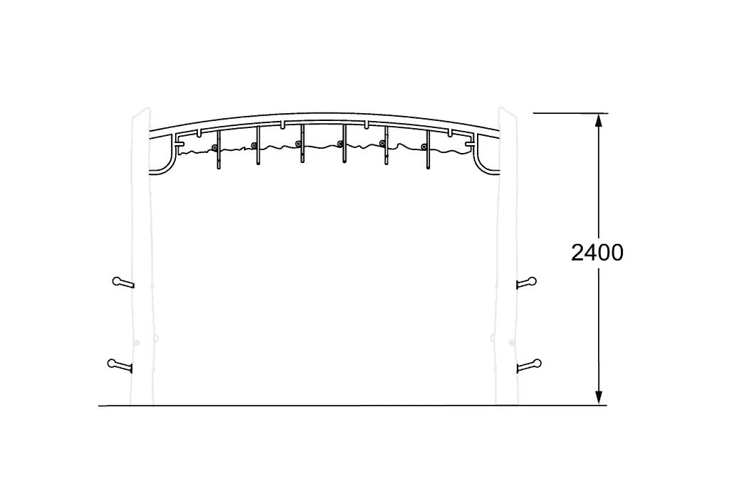 Heavy-duty steel outdoor basketball hoop structure with a height of 2400mm, ideal for schools, gyms, and recreational facilities, providing durable and reliable sports equipment.