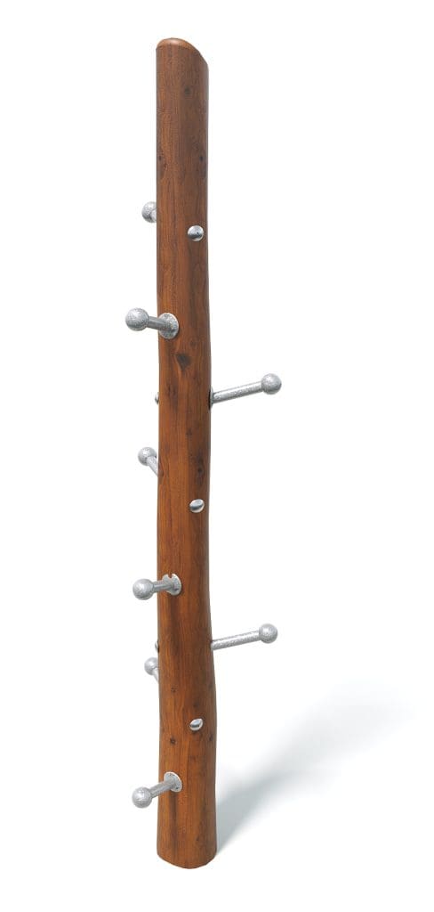 Wooden coat rack with metal hooks for home and office organization, stylish and durable wooden clothing hanger stand.