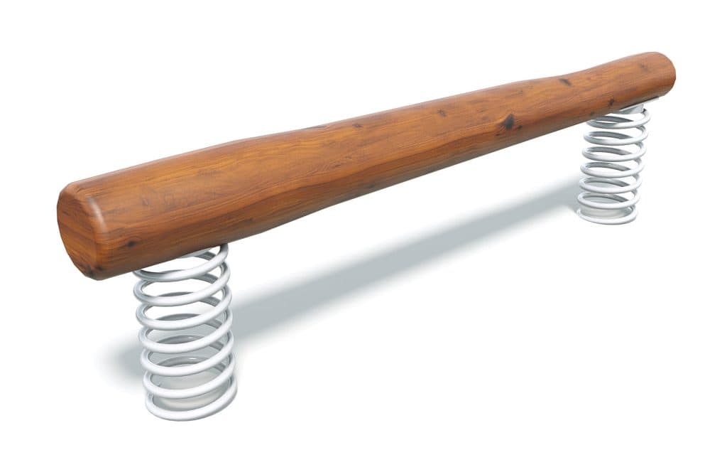 Wooden playground spring rocker with metal coil springs, perfect for outdoor kids' play areas and playground equipment. Durable and safe for children’s recreational activities.