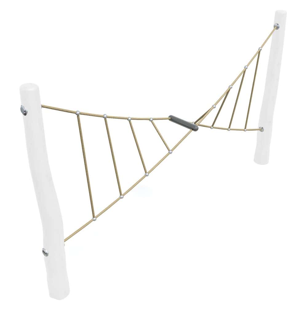 Climbing net playground equipment for children’s outdoor activity area, made of durable ropes and sturdy white posts for safety and fun. Suitable for schools, parks, and playgrounds.