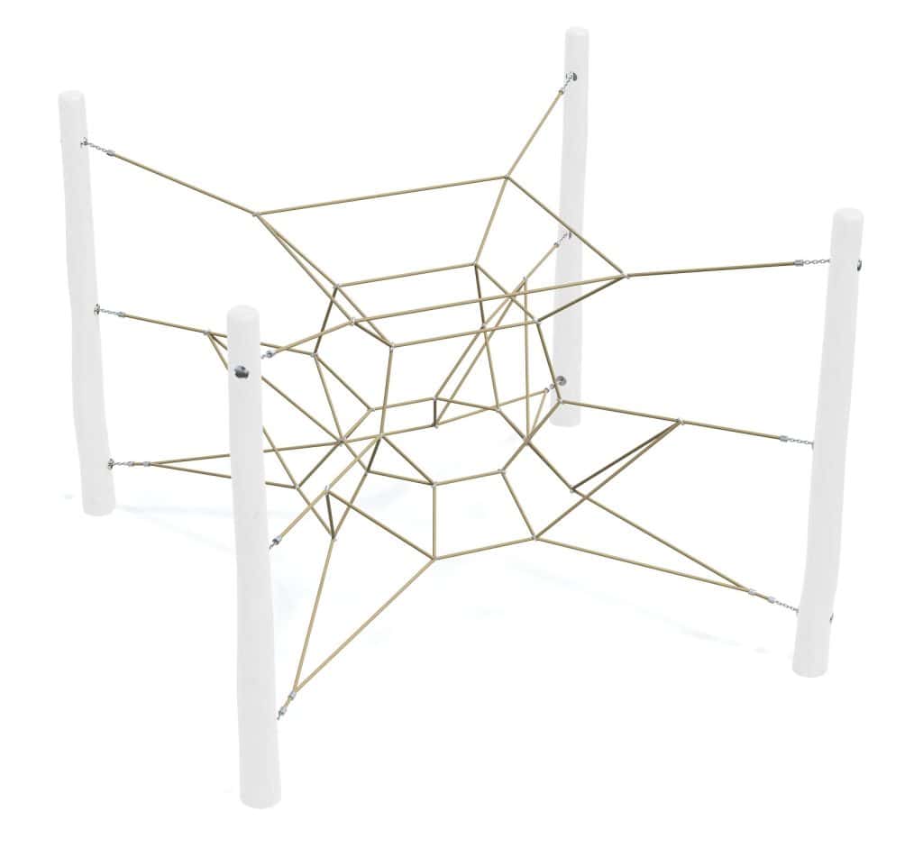 Colorful spider web climbing structure for outdoor playgrounds, promoting active play and kids' fitness at DG Play.
