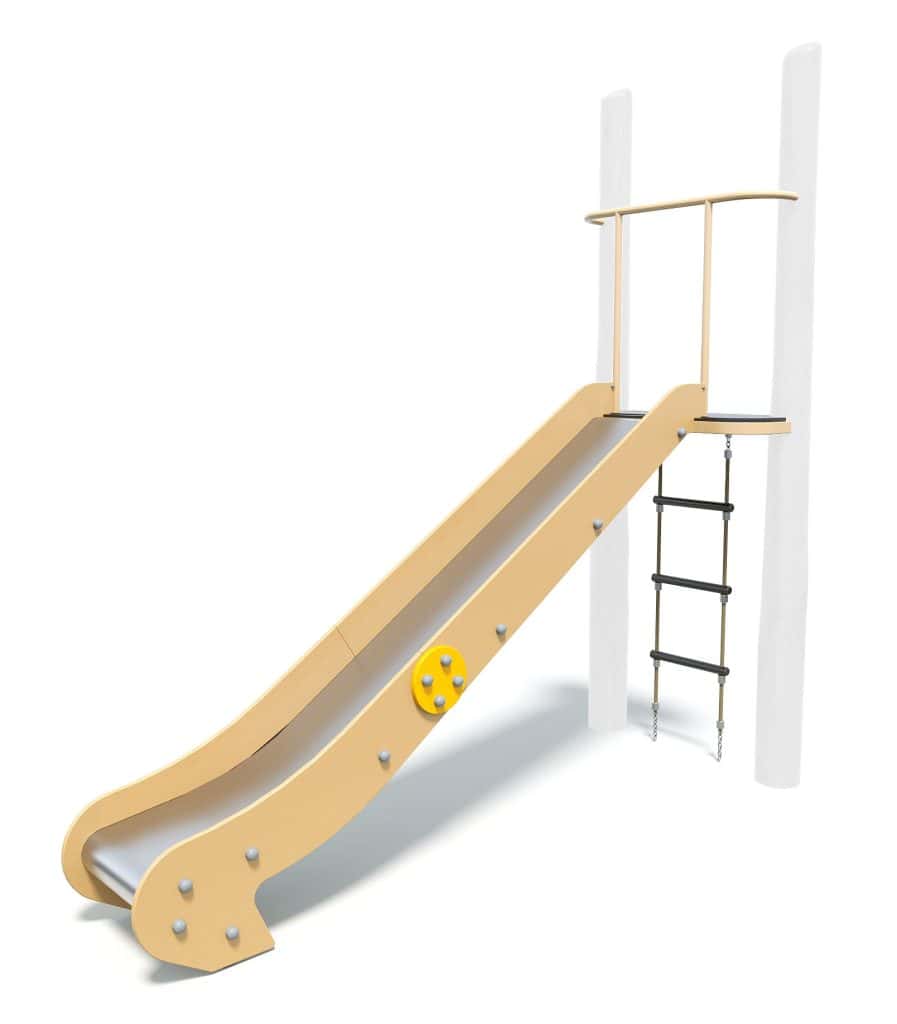Modern indoor wooden playground slide with safety railings and climbing ladder, ideal for children's play area. Durable, safe, and fun outdoor playground equipment for kids.