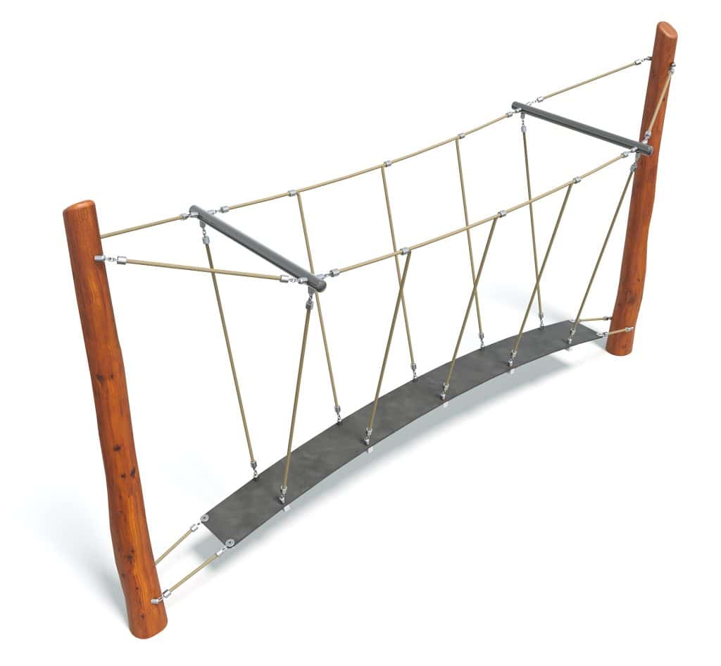 High-quality playground climbing net structure with wooden support posts, designed for children's outdoor play and physical development, featuring durable ropes and safety features.