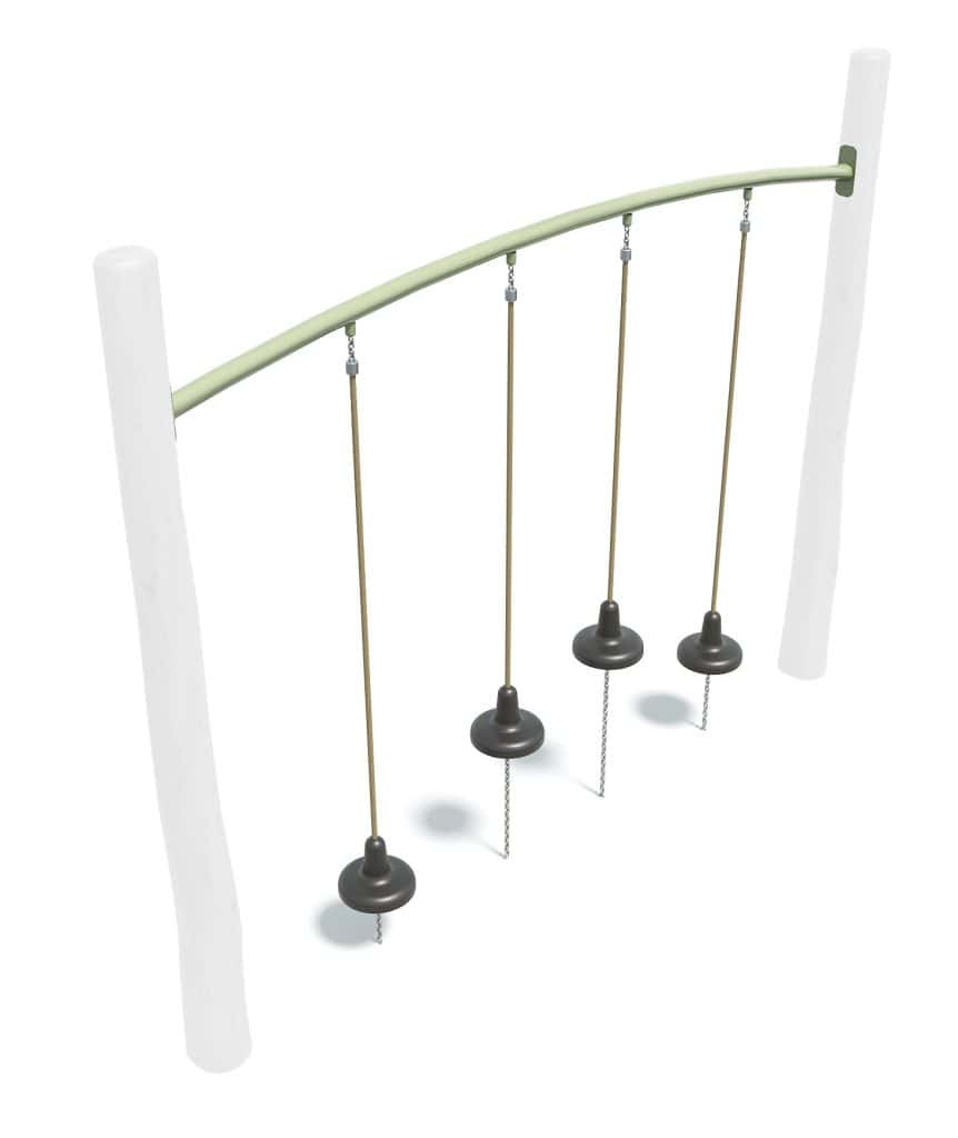 Slip-resistant playground climbing equipment with large rubber foot grips and metal chains for safety. Durable, weather-resistant construction ideal for children's outdoor activity zones.