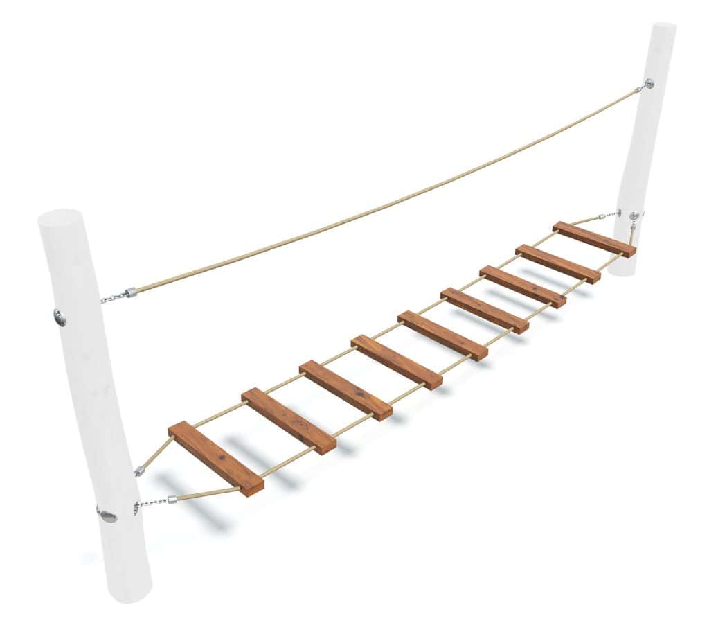 Brightly colored wooden playground climbing bridge for kids, durable and safe outdoor play equipment, perfect for physical activity and outdoor fun. Suitable for school or park playgrounds.