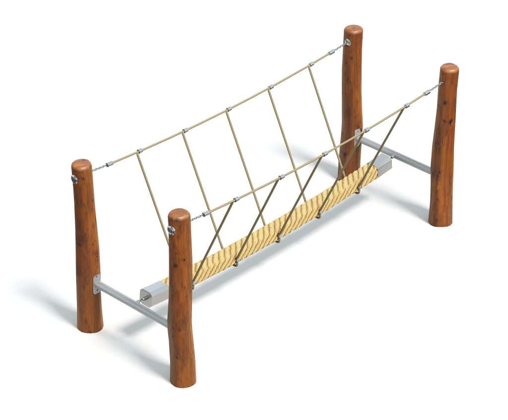 Wooden playground climbing frame with rope net for kids outdoor play, durable and safe play equipment, ideal for enhancing children's motor skills and outdoor fun.