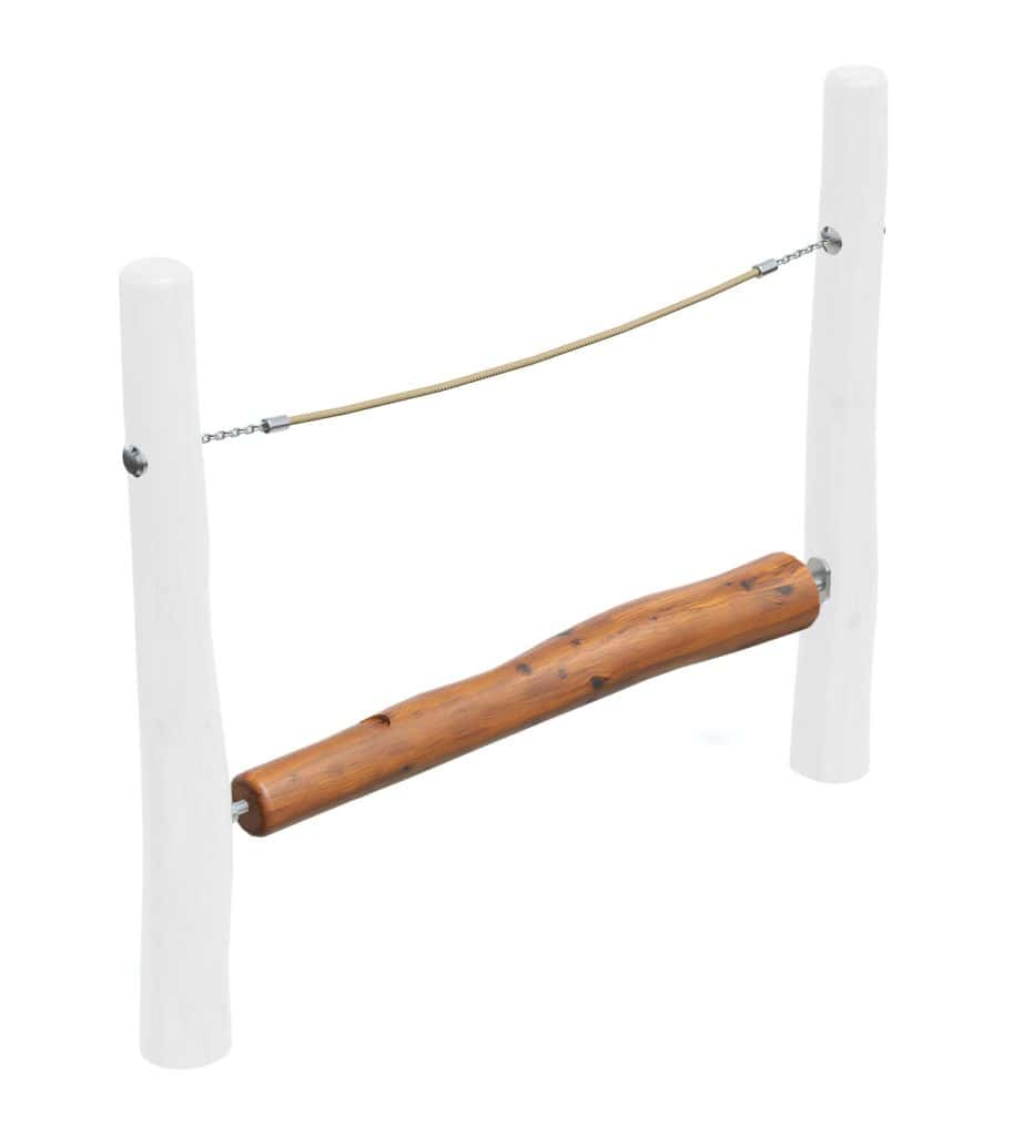 Natural wooden and white posts playground bridge climbing obstacle for outdoor activity, durable construction for kids play area, safe recreational equipment, DG Play outdoor playground gear.