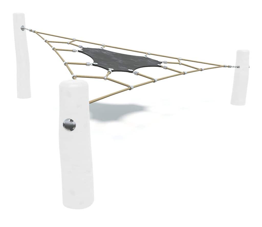 Indoor playground climbing web structure for kids play area.