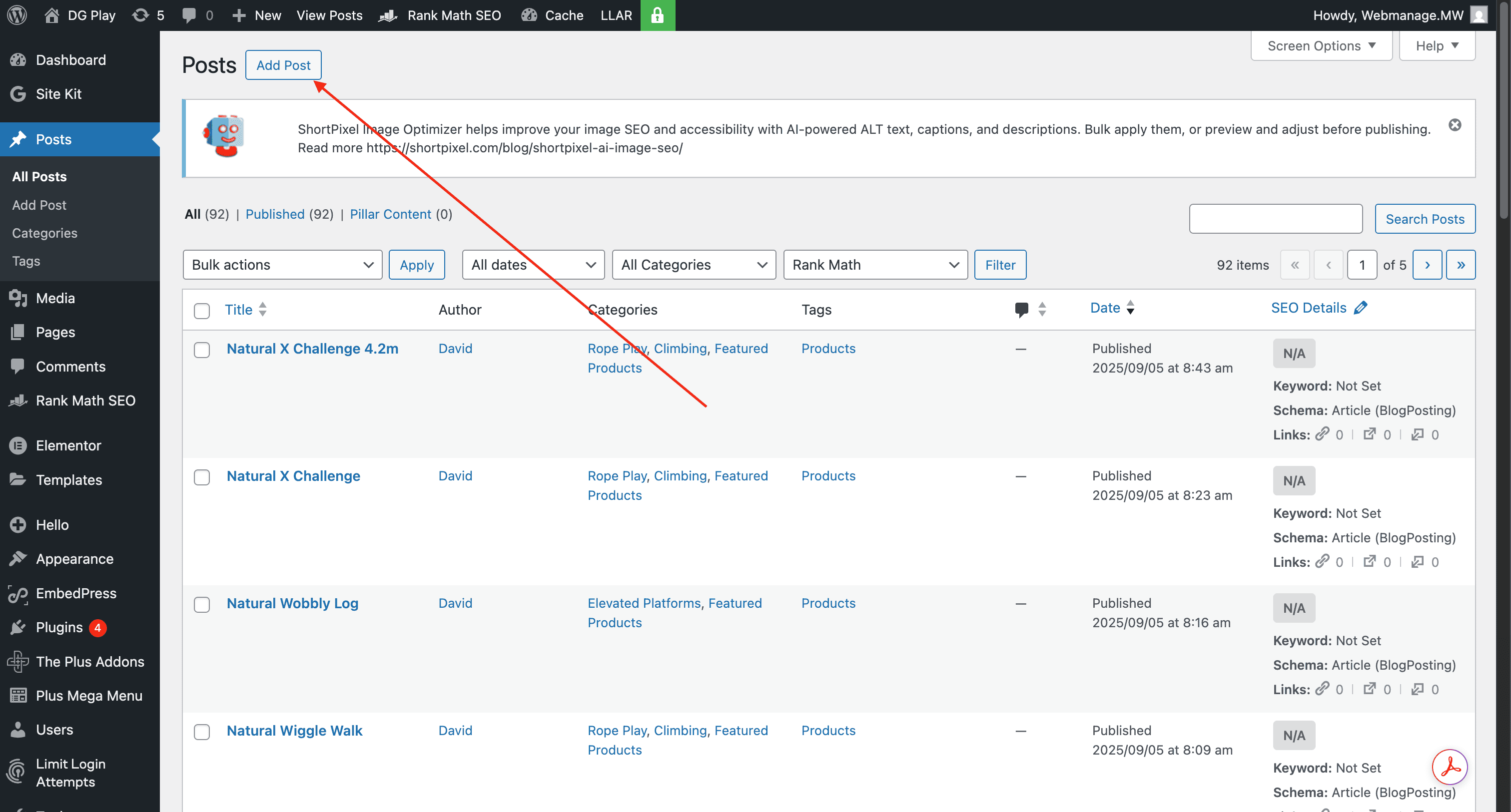 Climbing rope play outdoor adventure activity for kids at DG Play.