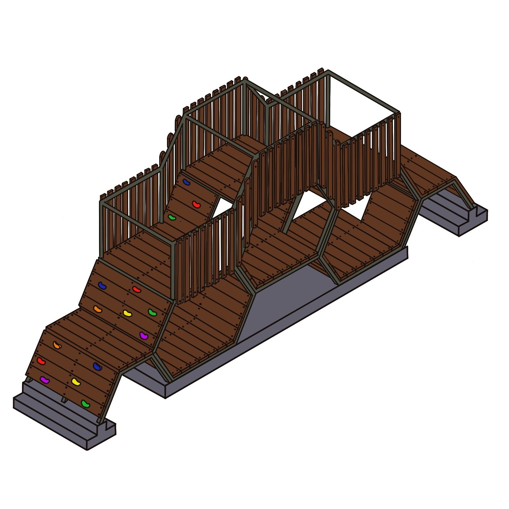 Bee Hive Climber playground climbing frame with multiple levels, slides, and colorful climbing holds designed for children's outdoor play and physical development.