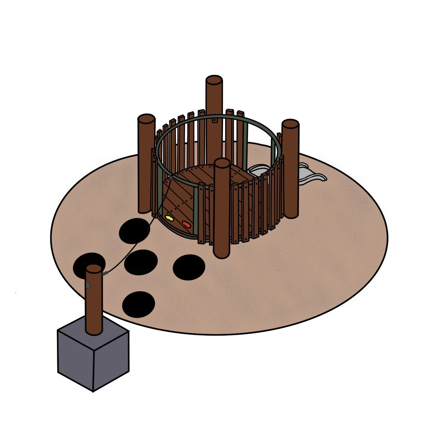 Wooden fort playground structure at Banksia Hill Fort, designed for children's outdoor play and exploration.