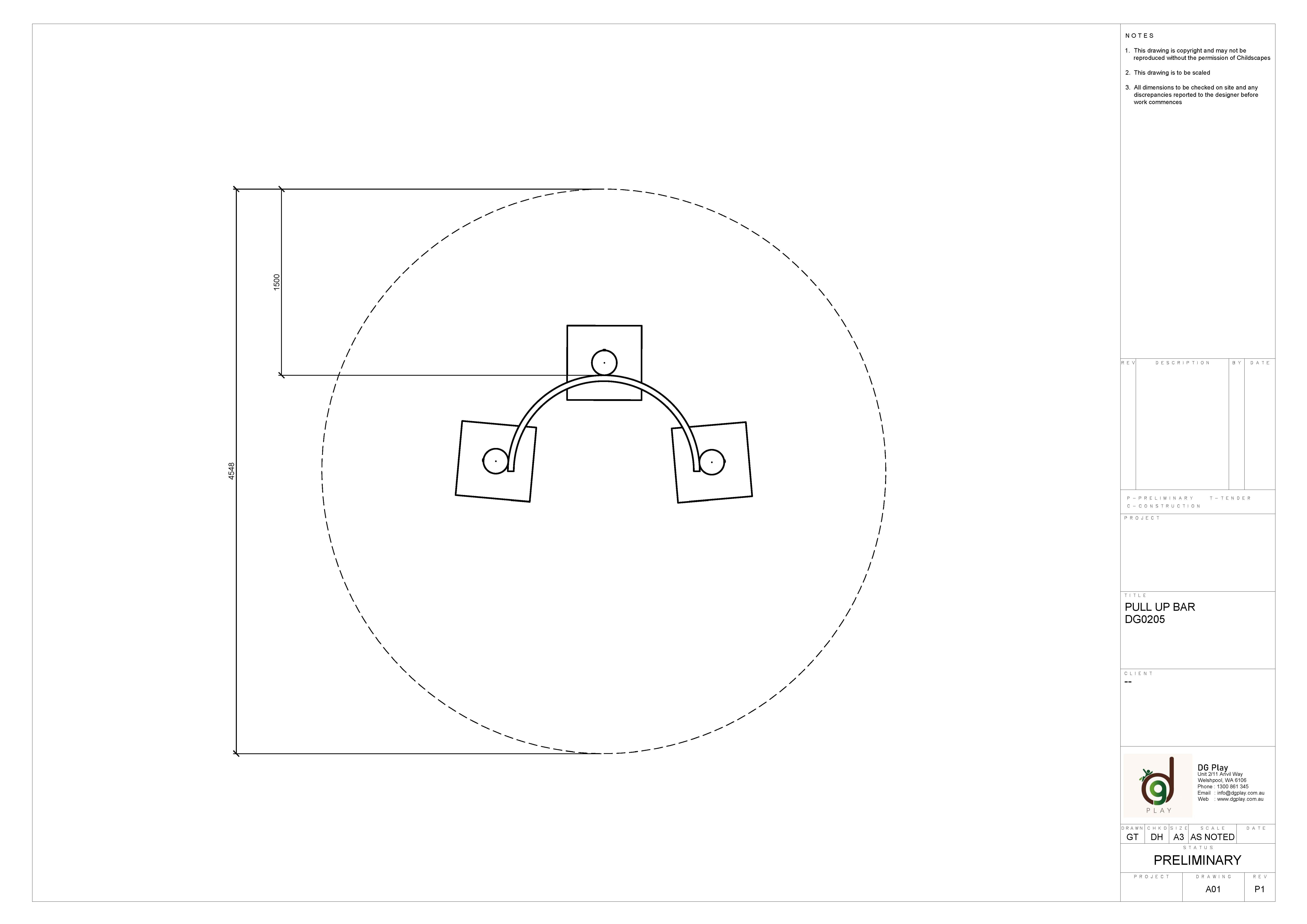 Detailed technical drawing of a pull-up bar, showcasing its structure and mounting points, ideal for home or gym fitness setups.