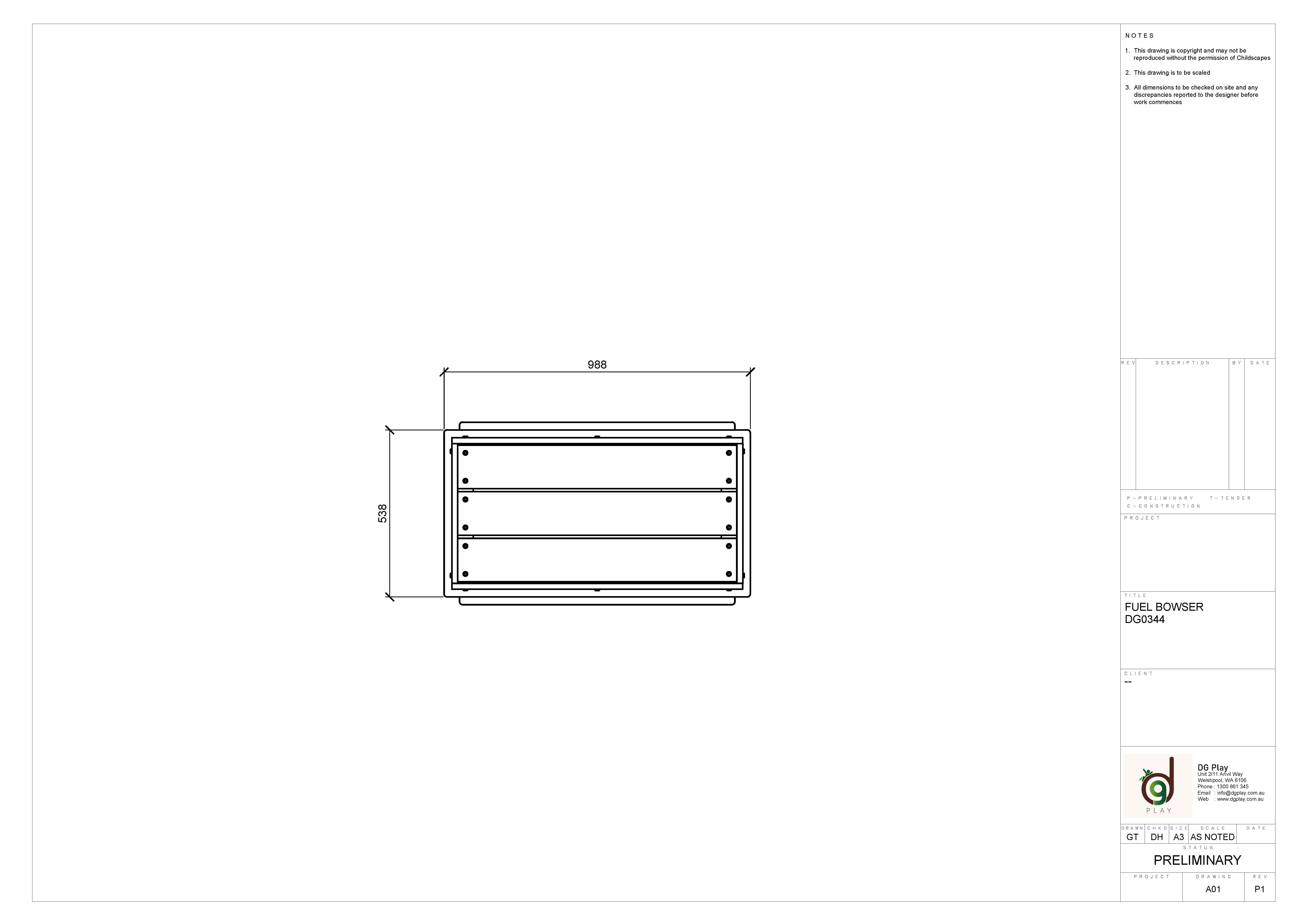 Technical drawing of a fuel bowser with detailed dimensions and specifications for industrial fuel storage and dispensing.