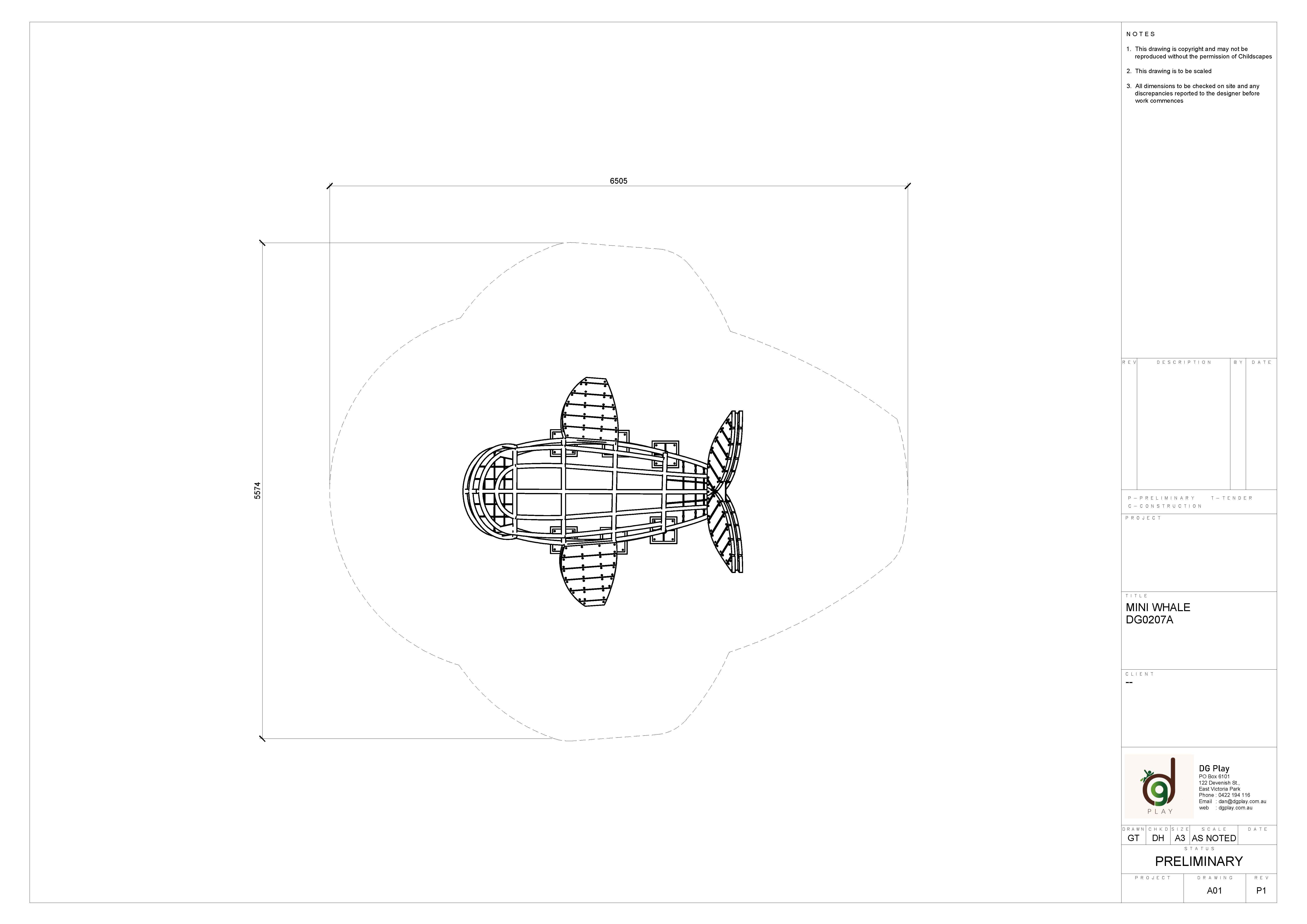 Technical blueprint of a mini whale, showing detailed dimensions and structural design for manufacturing.