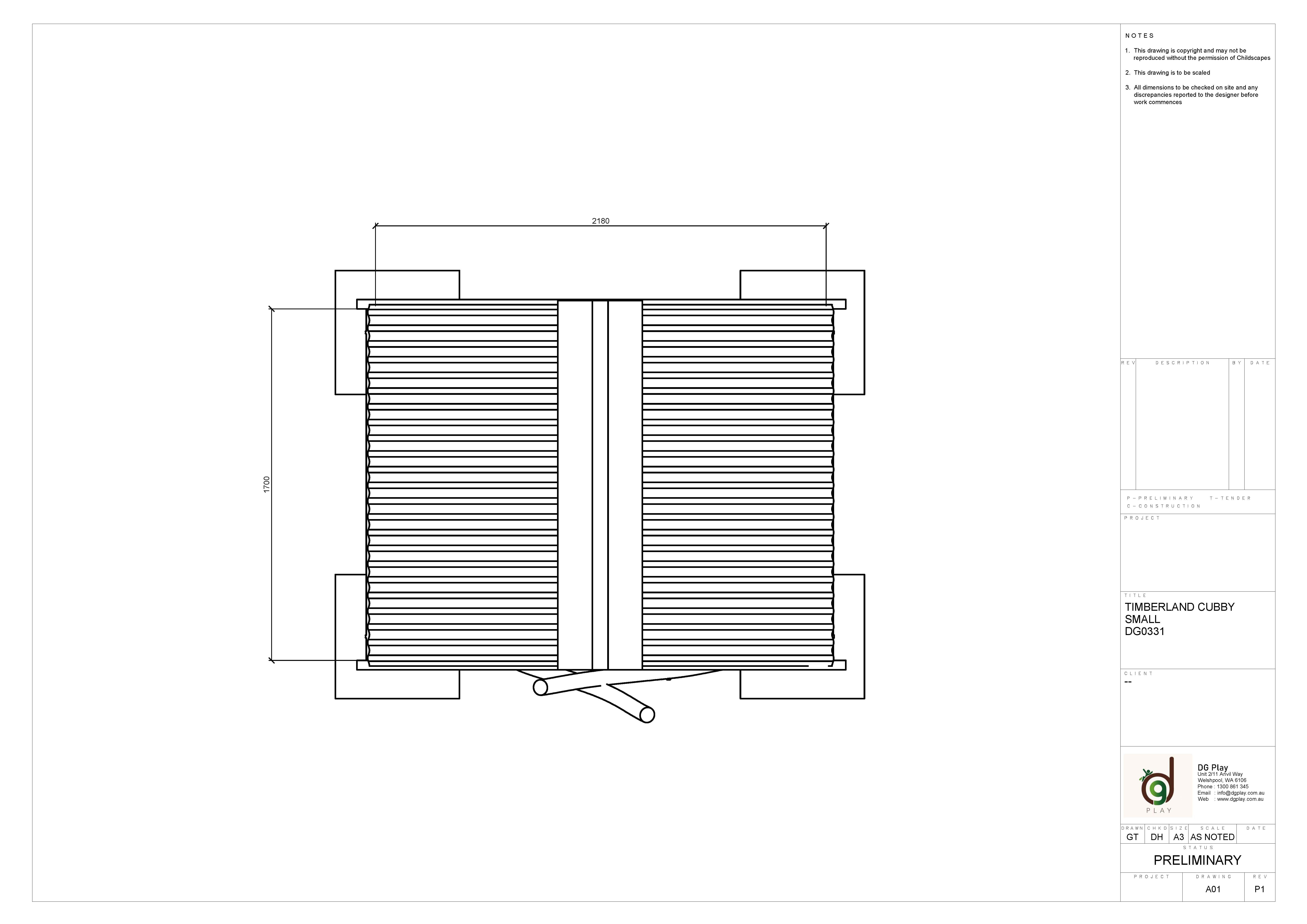 Architectural blueprint of the Timberland Cubby Small, showing detailed measurements and layout for construction.