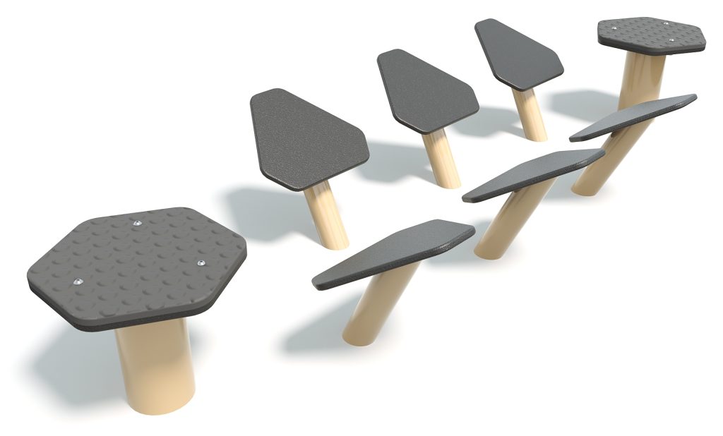 Colorful Hex Steps playground climbing equipment with multiple platforms and steps for children to climb and play.