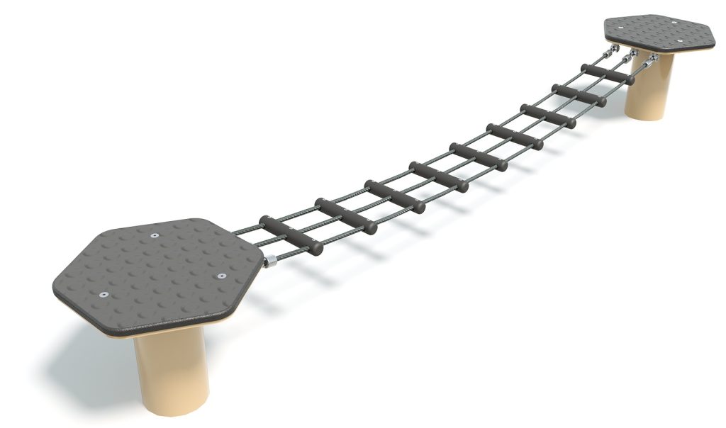 Durable plastic rail walk playground equipment with sturdy support posts and safety features for children's outdoor play areas.