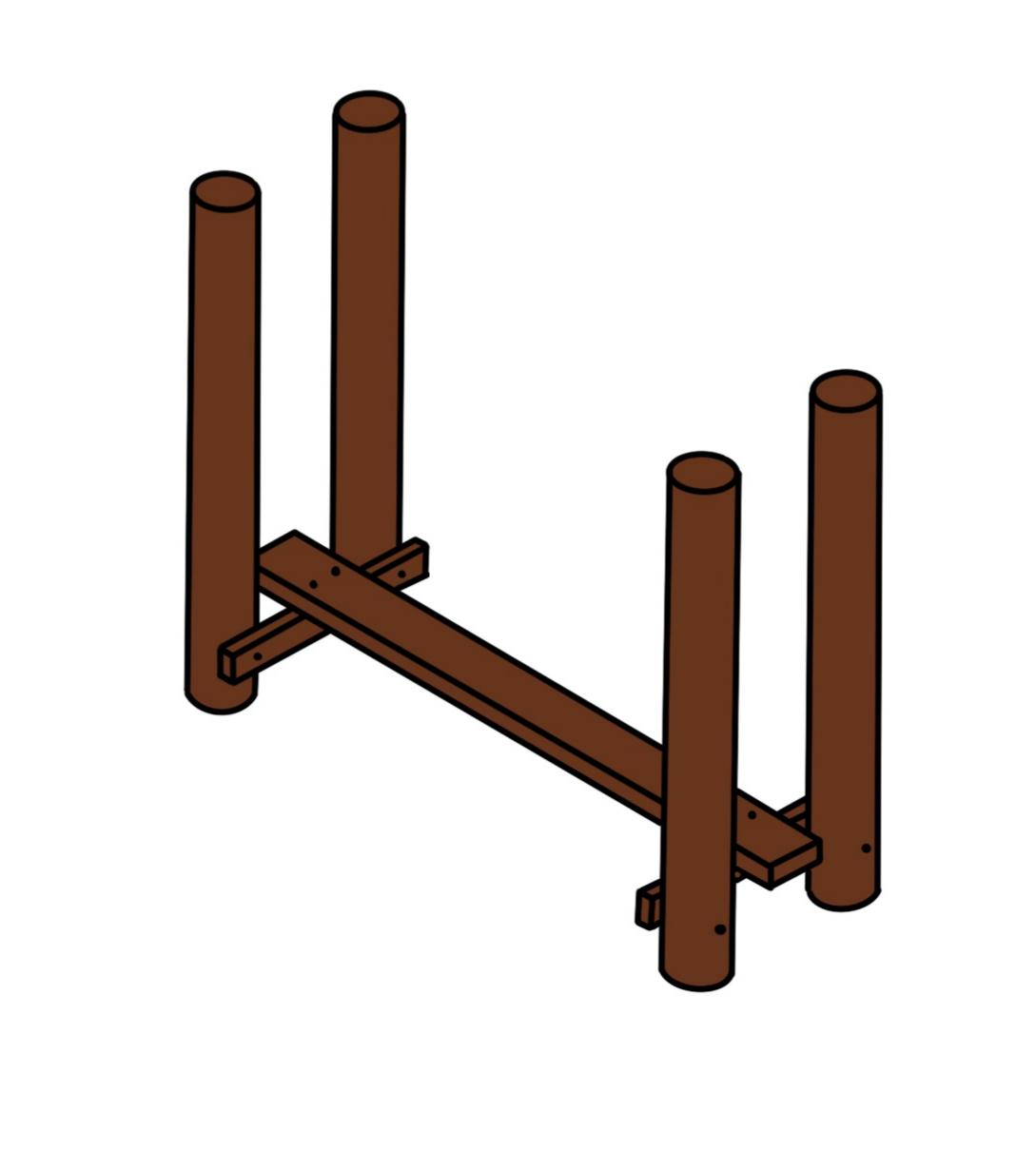 High Balance Beam by DG Play, a raised timber balance beam on timber posts