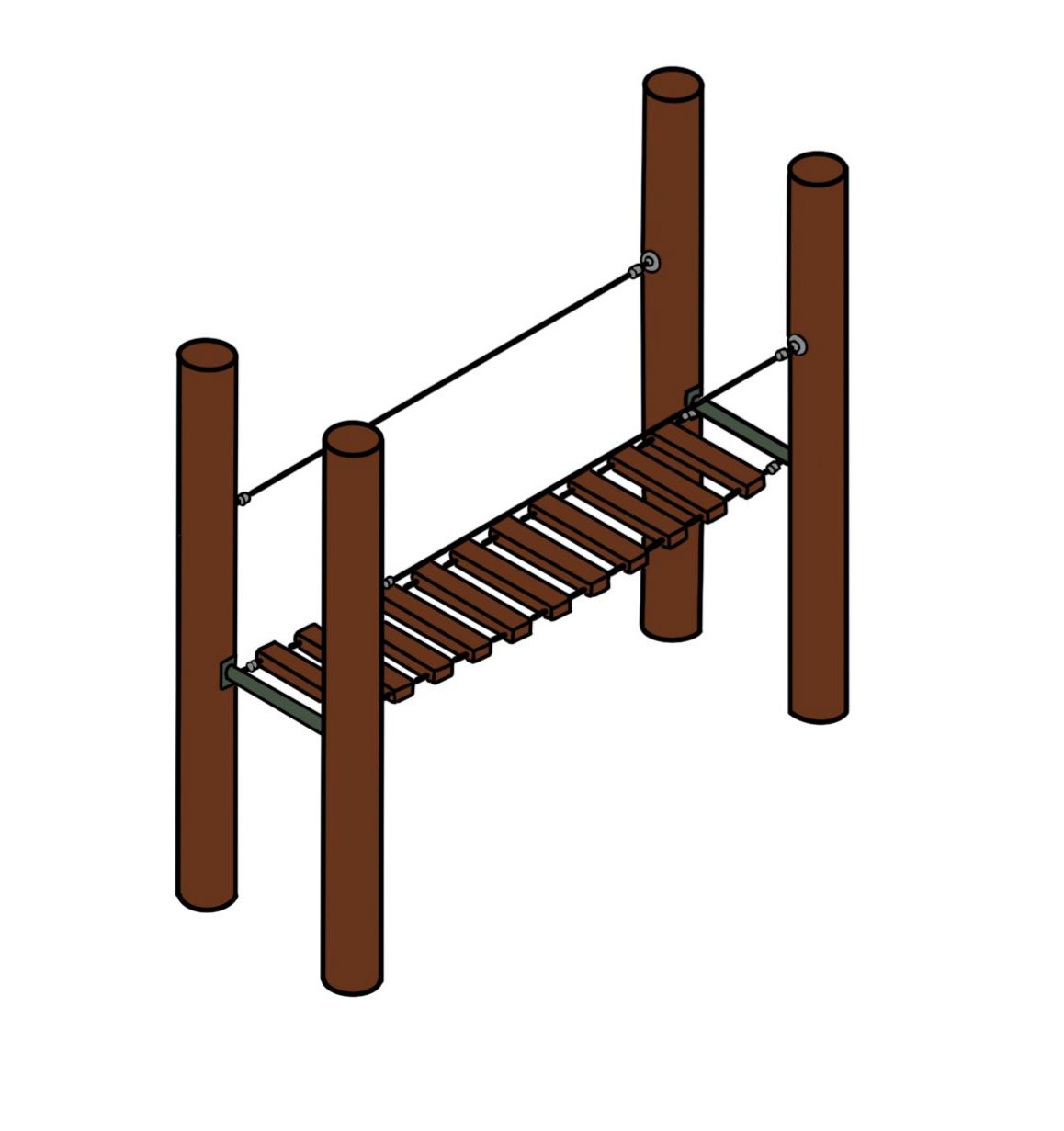 Jarrah Traverse by DG Play, a timber horizontal ladder traverse on two posts for schools and parks