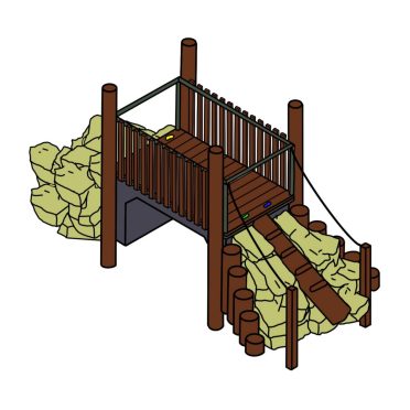 Adventure Tunnel by DG Play, an elevated timber platform with a tunnel and climbing wall