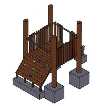 Modern wooden Banksia Fort 2 playground with climbing wall and safety features, ideal for children's outdoor play areas.