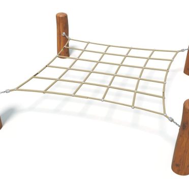 Climbing net for children's playground, made of durable rope and sturdy wooden posts, ideal for outdoor play and physical activity, perfect for schools, parks, and recreational areas.