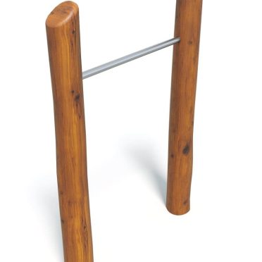 Sturdy wooden hurdle with metal support bar, ideal for sports training or obstacle courses, showcasing durable construction and natural wood finish.