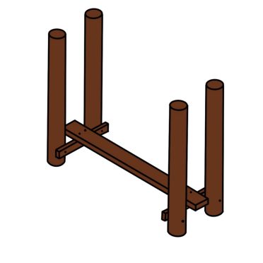 High Balance Beam by DG Play, a raised timber balance beam on timber posts