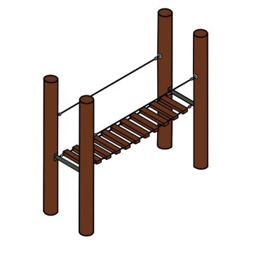 Jarrah Traverse by DG Play, a timber horizontal ladder traverse on two posts for schools and parks